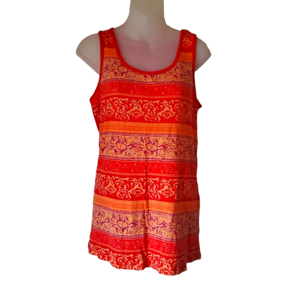 FADED GLORY Orange Tank Top With Silver Glitter 1x 16W